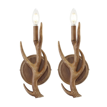 Cody 5.5" 1-Light Southwestern Bohemian Resin/Iron Faux Antler LED Sconce - JONATHAN Y
